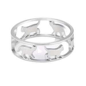 Silver color metal cat ring, cutout style
